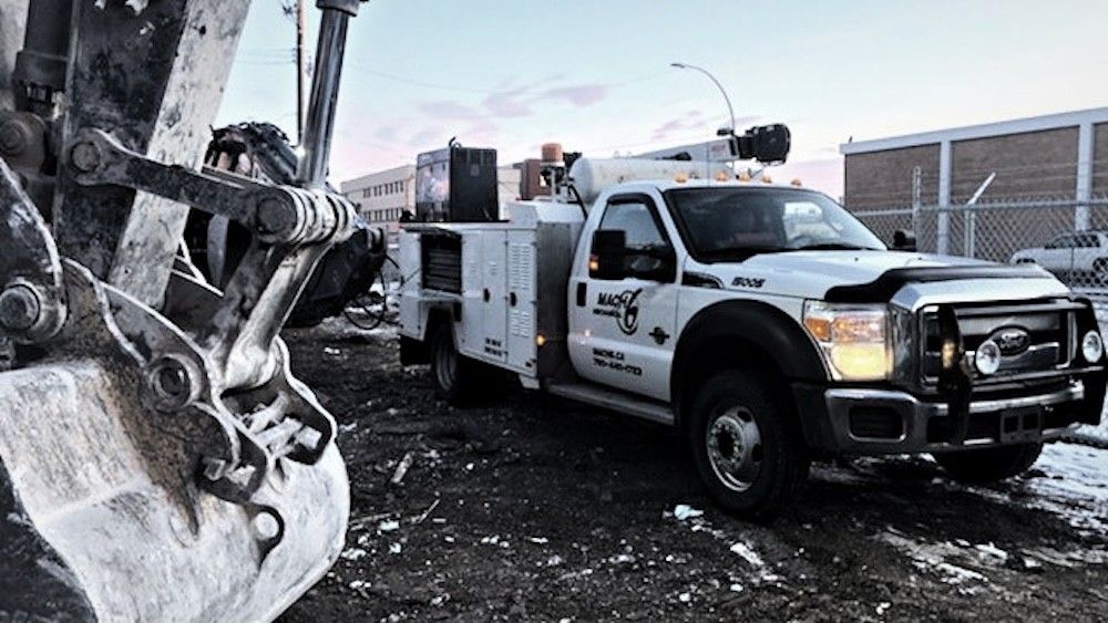 Mach 6 mobile service truck on site at dusk