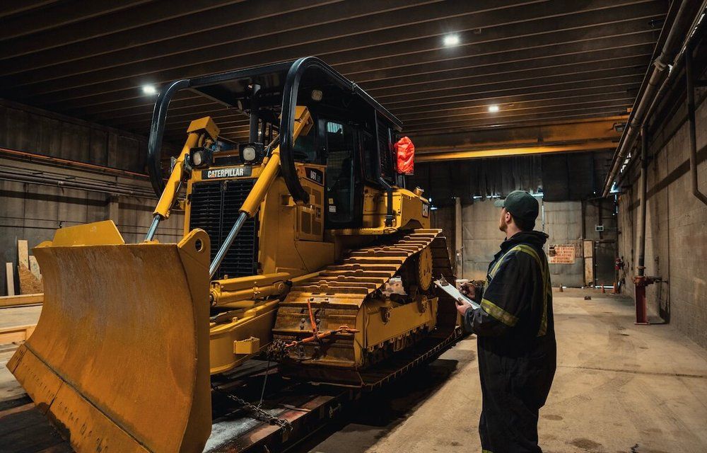 Mach 6 technician documenting an inspection finding on a piece of equipment in the bay