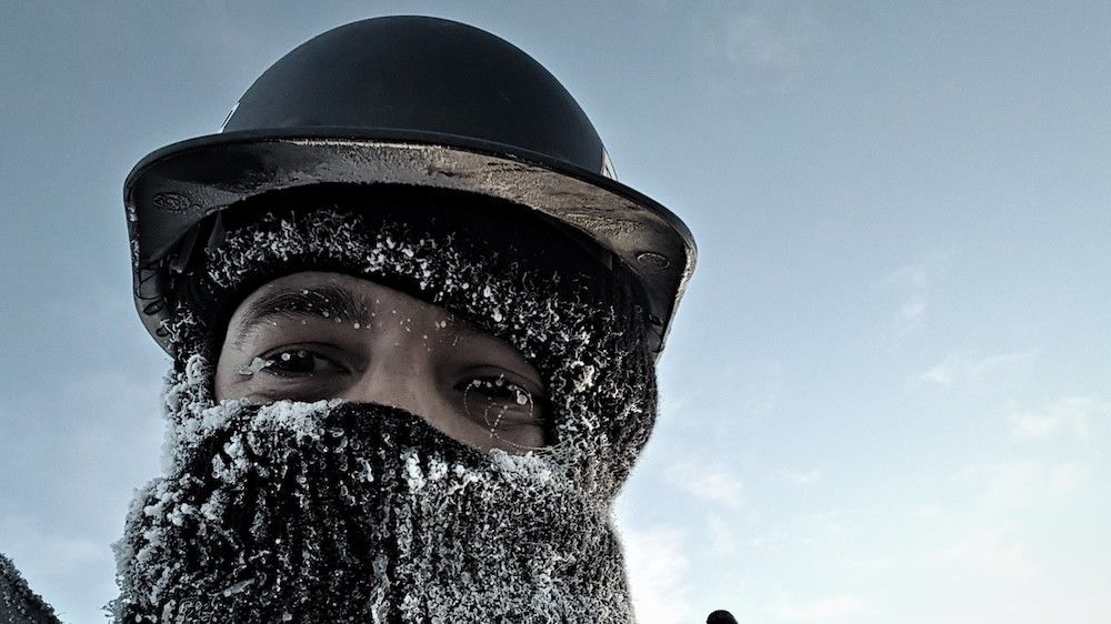 Mach 6 technician on a field call in winter conditions